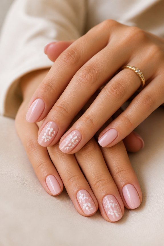 elegant floral pink nails