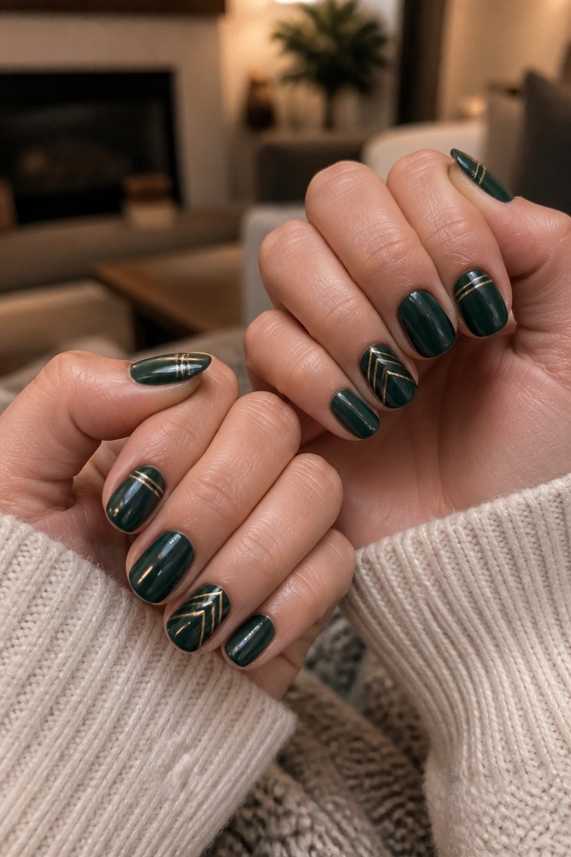 elegant forest green manicure