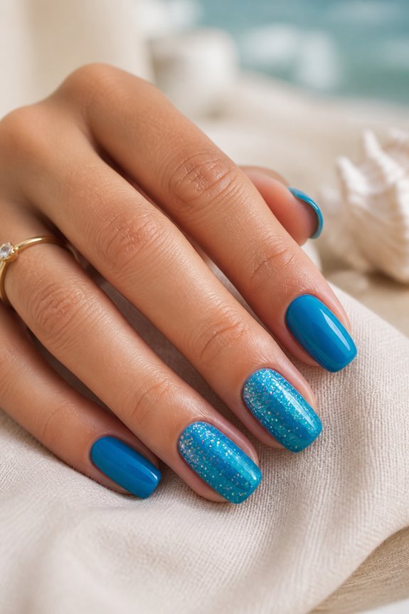 elegant glitter ocean nails