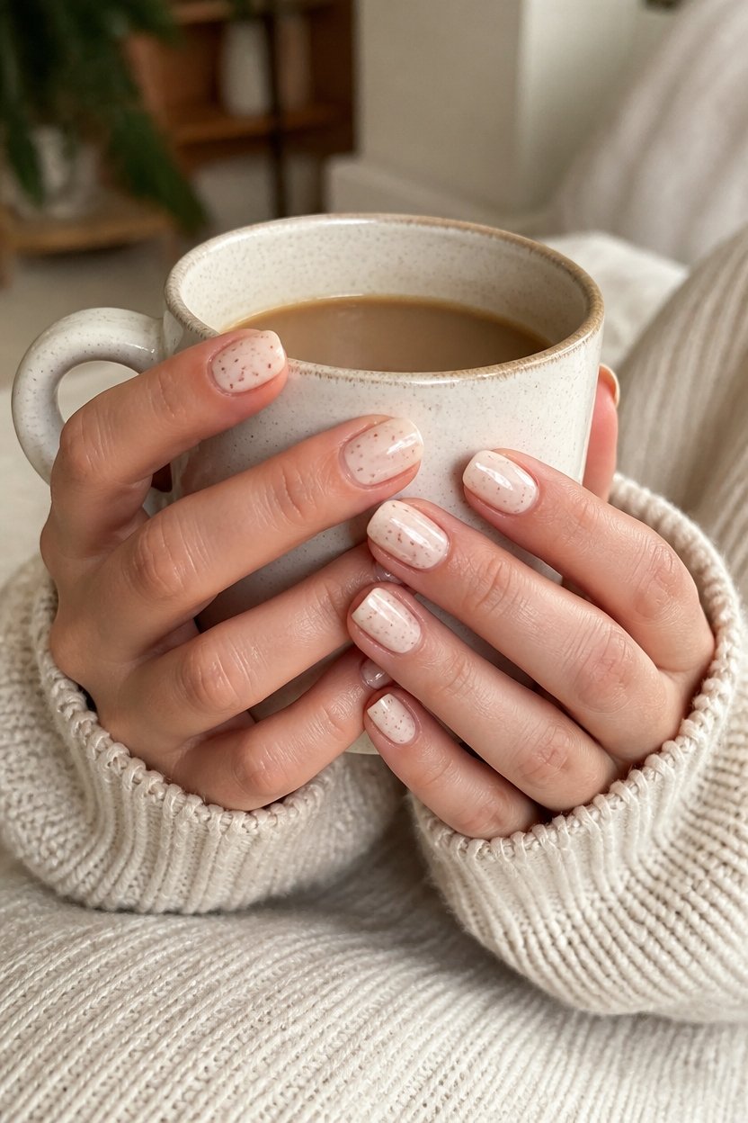 elegant nude cinnamon nails