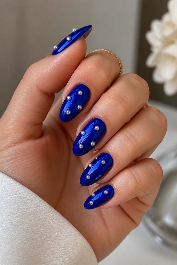 elegant pearl accented nails
