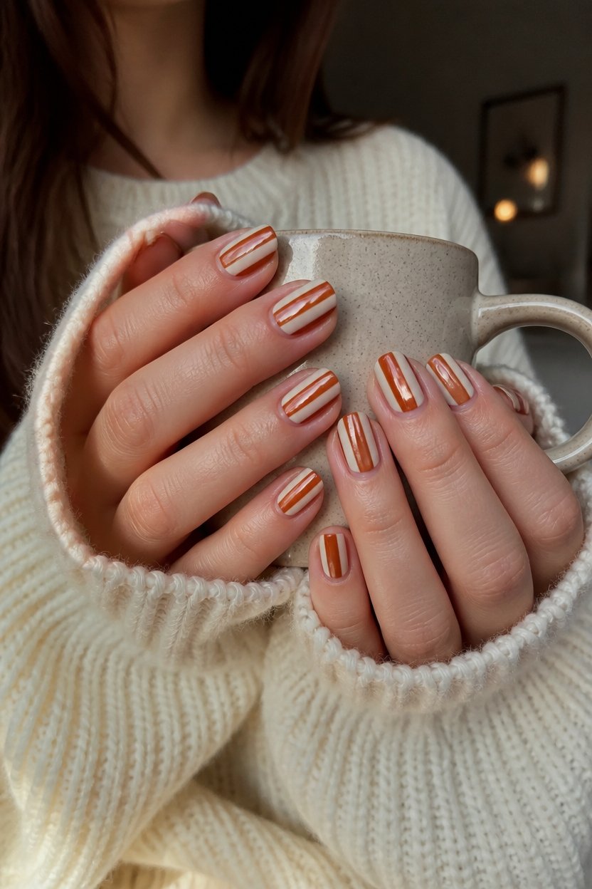 elegant rust and cream stripes