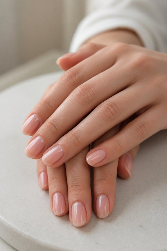 elegant sheer pink nails