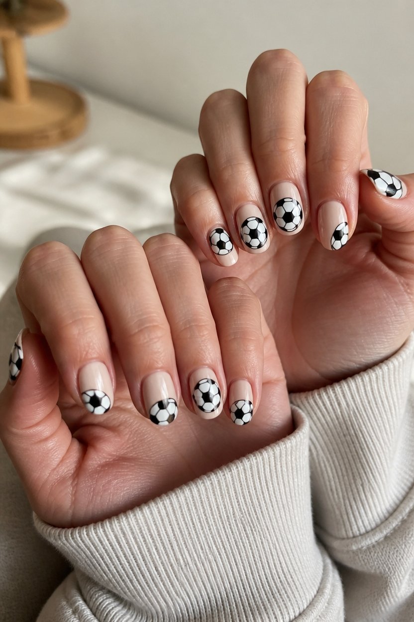 elegant soccer ball nails