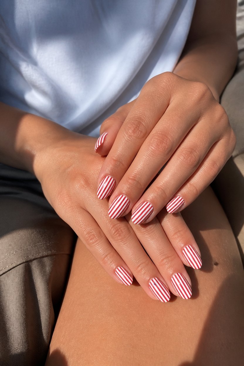 elegant striped star nails