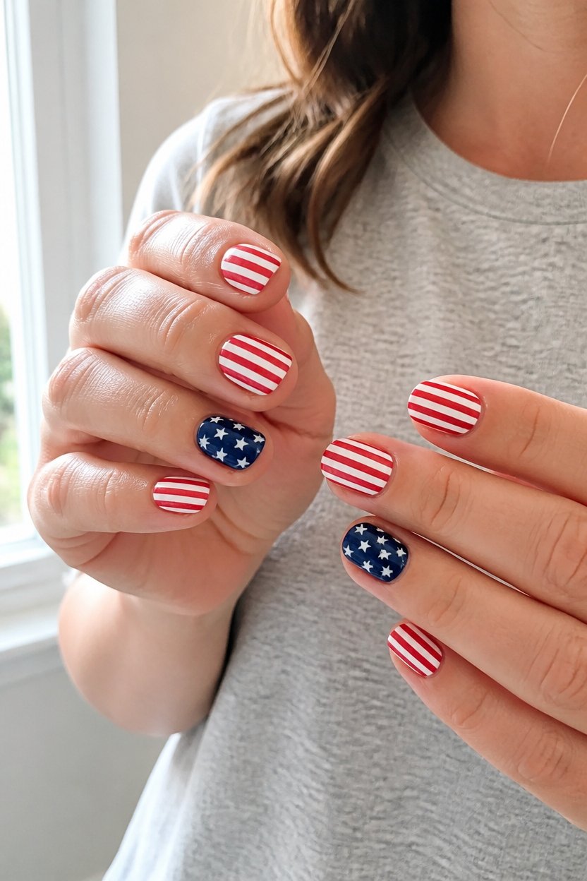 elegant understated patriotic nails