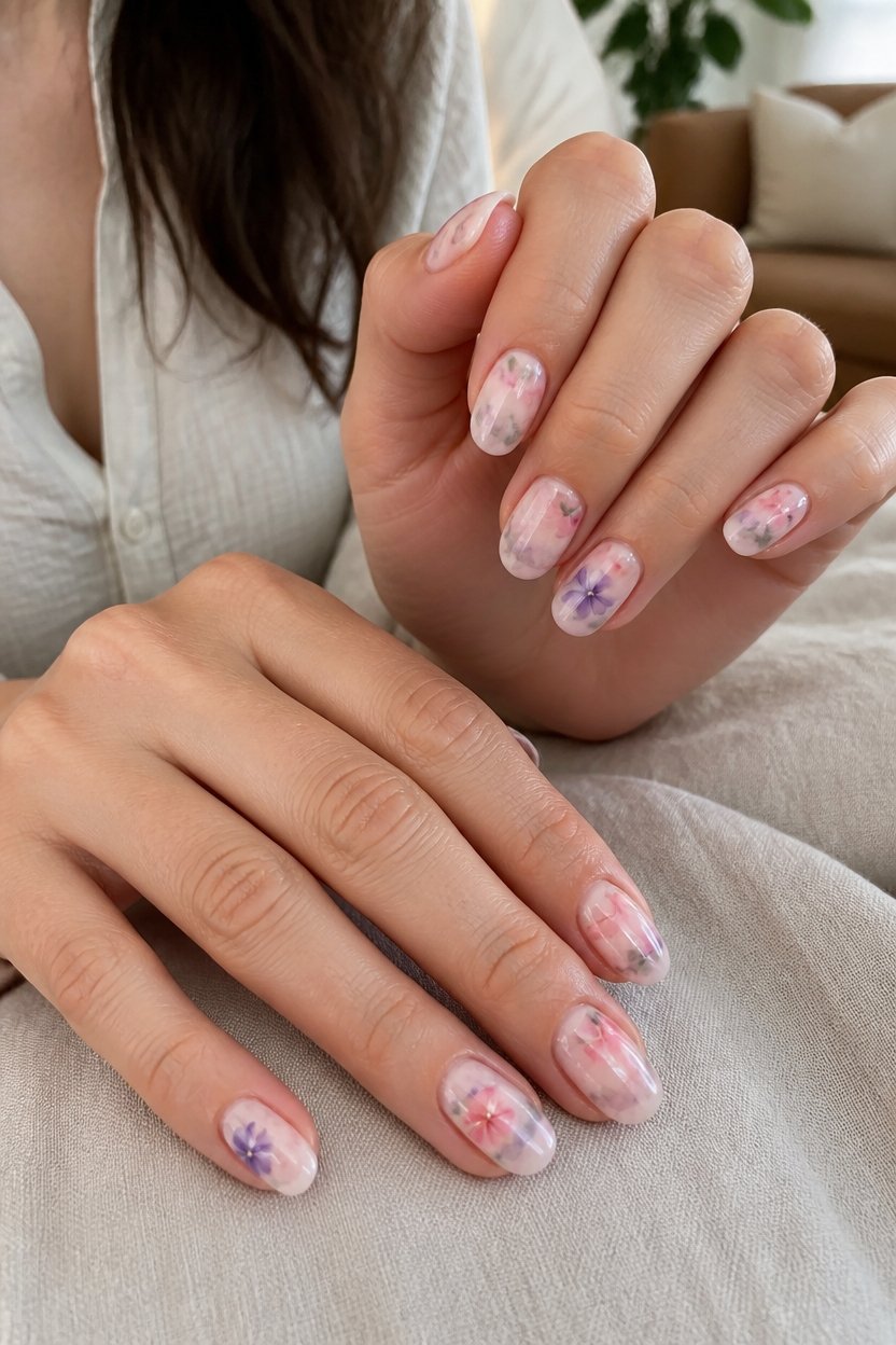 ethereal watercolor nail art