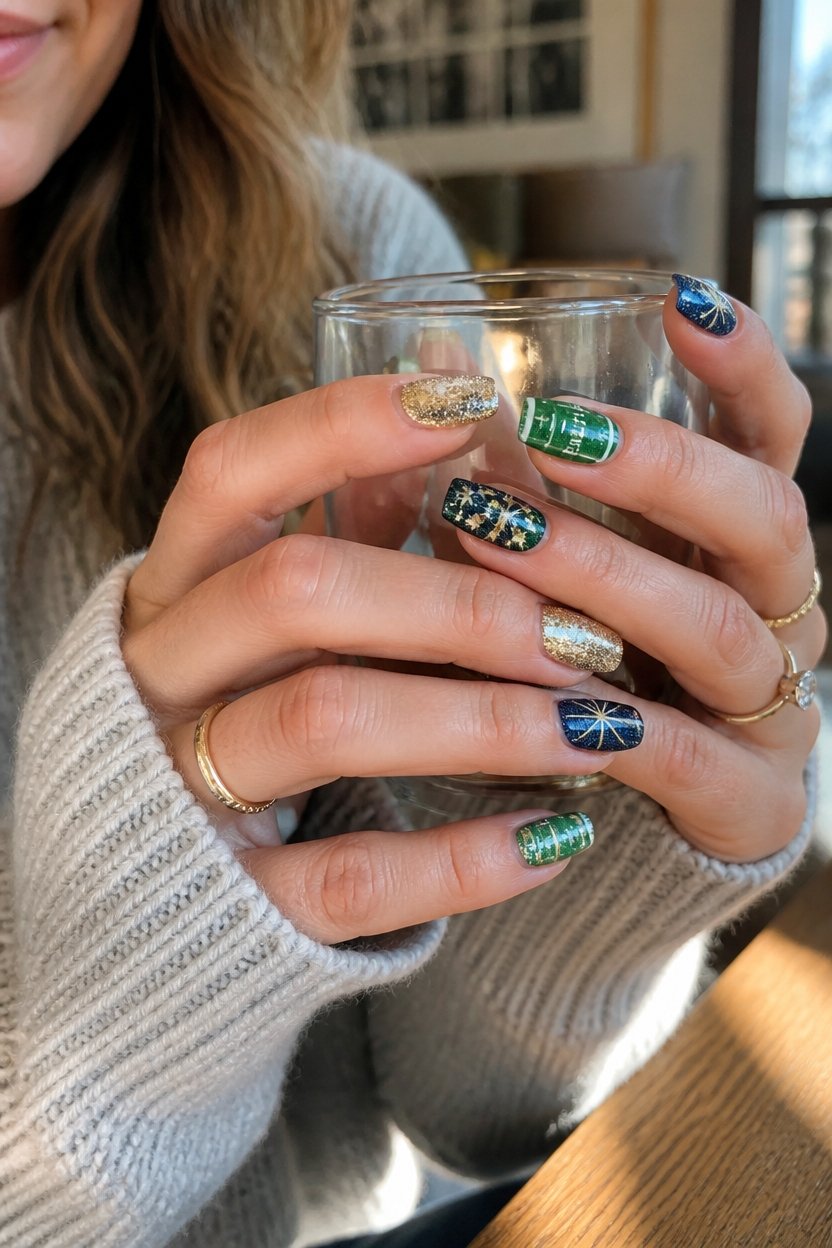 festive sparkly nail designs