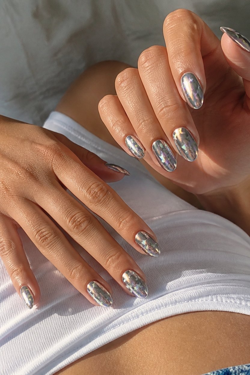 galactic chrome nail art
