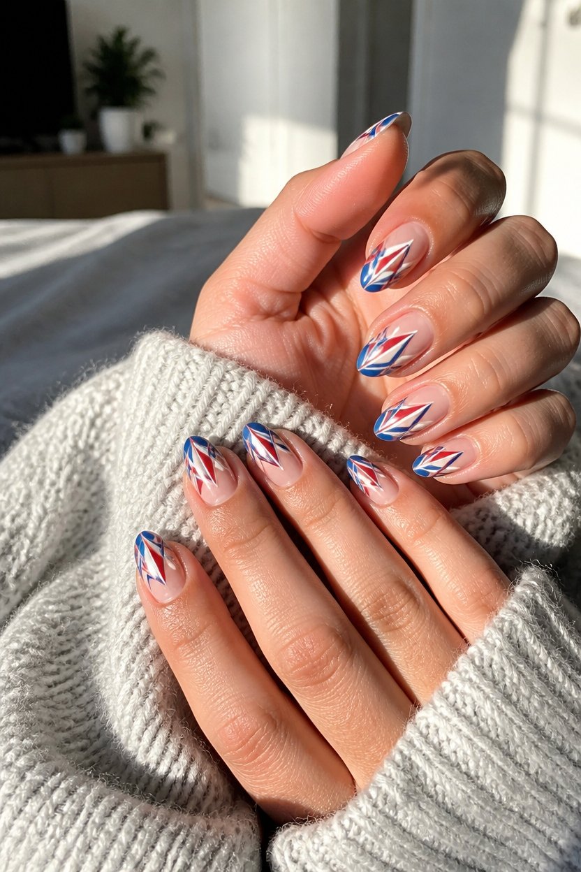 geometric fireworks nail art