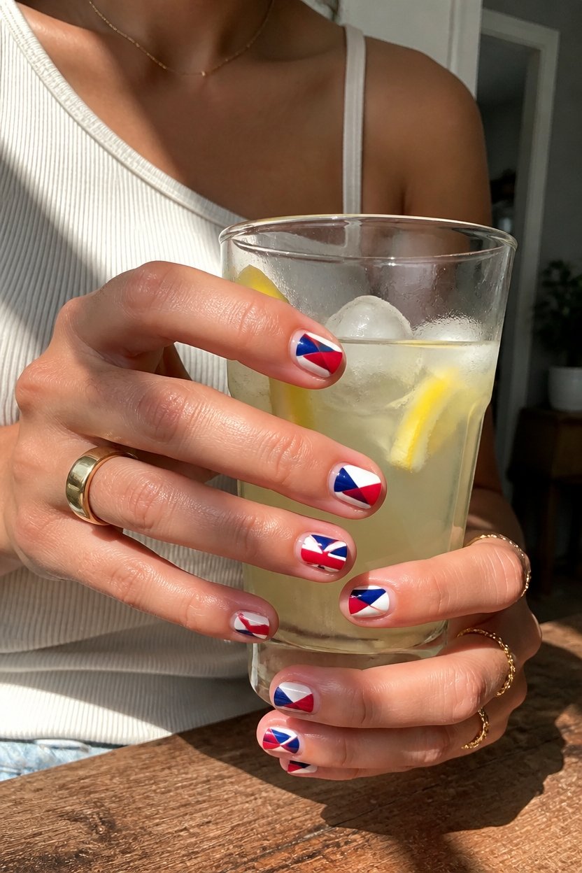 geometric patriotic nail art