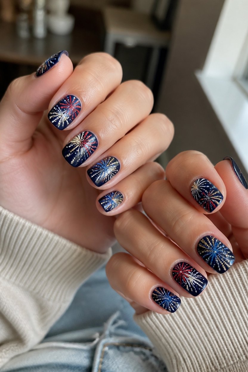 glittering midnight nail art