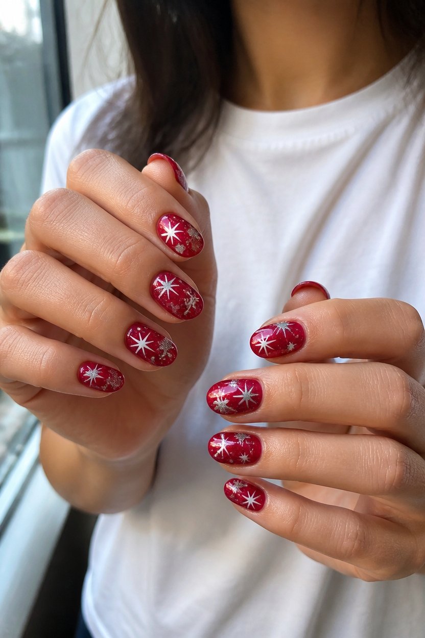 glittering patriotic nail design