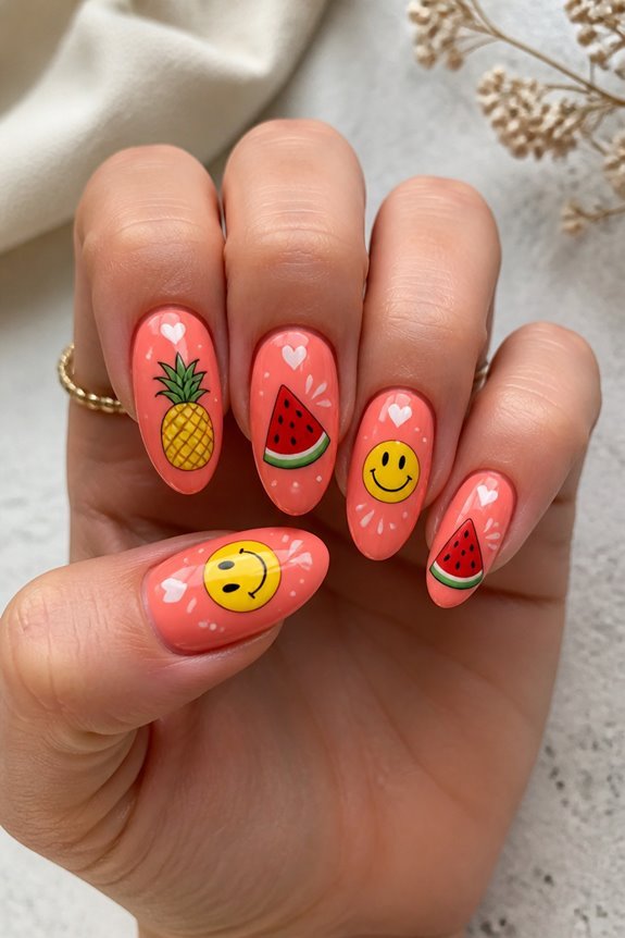 glossy fruit nail art