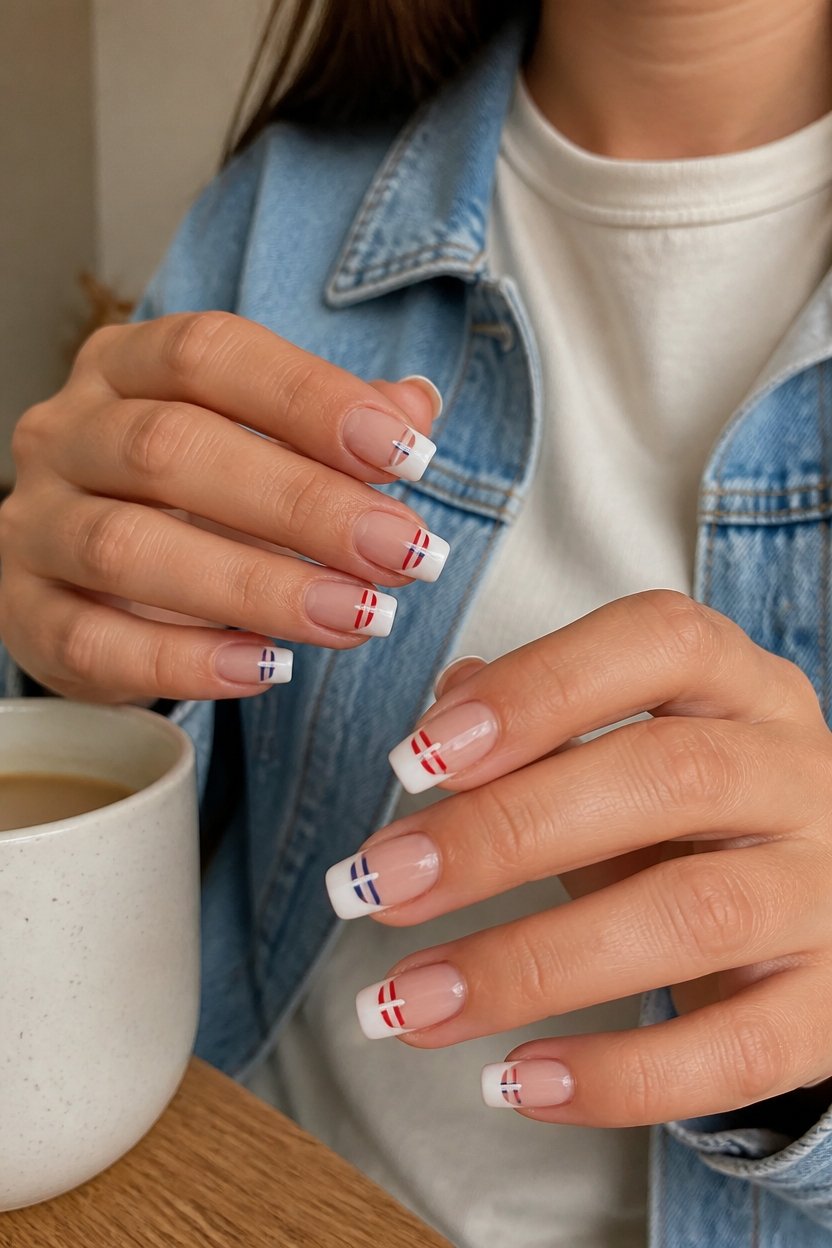 glossy matte patriotic nails