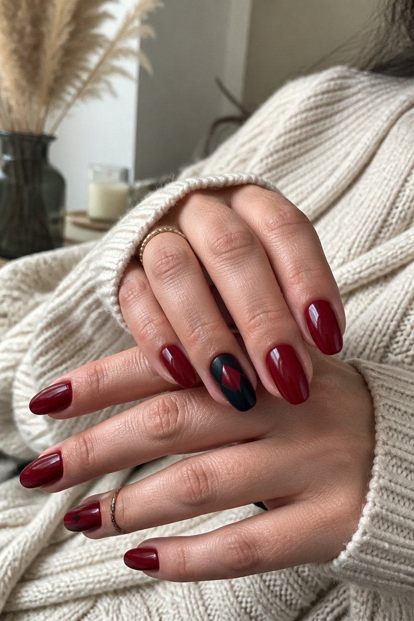 glossy red matte black