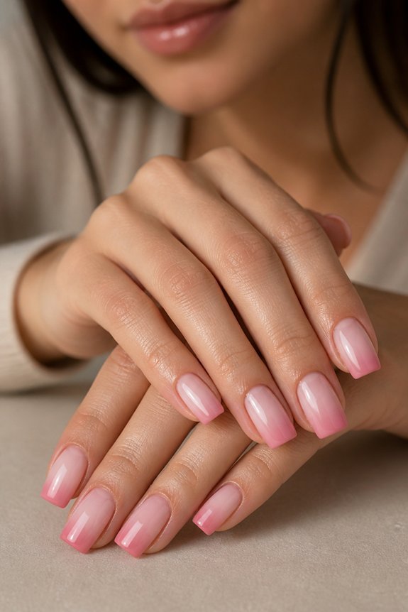 gradient pink square nails