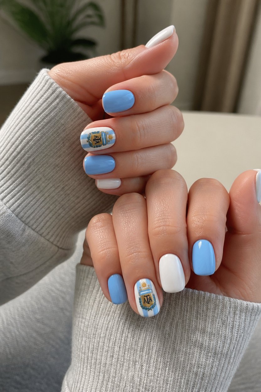 hand painted argentine nail art