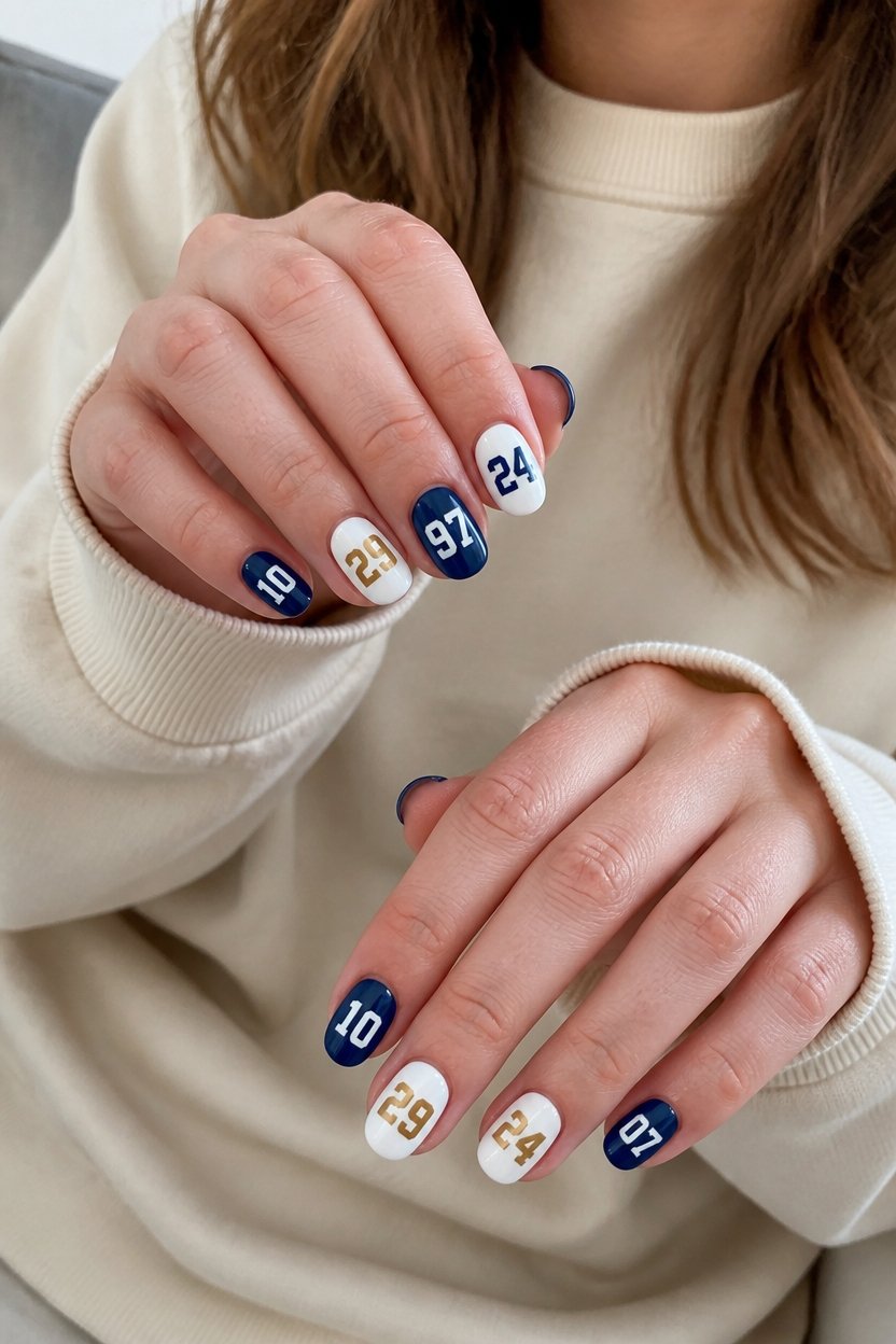 jersey number nail art