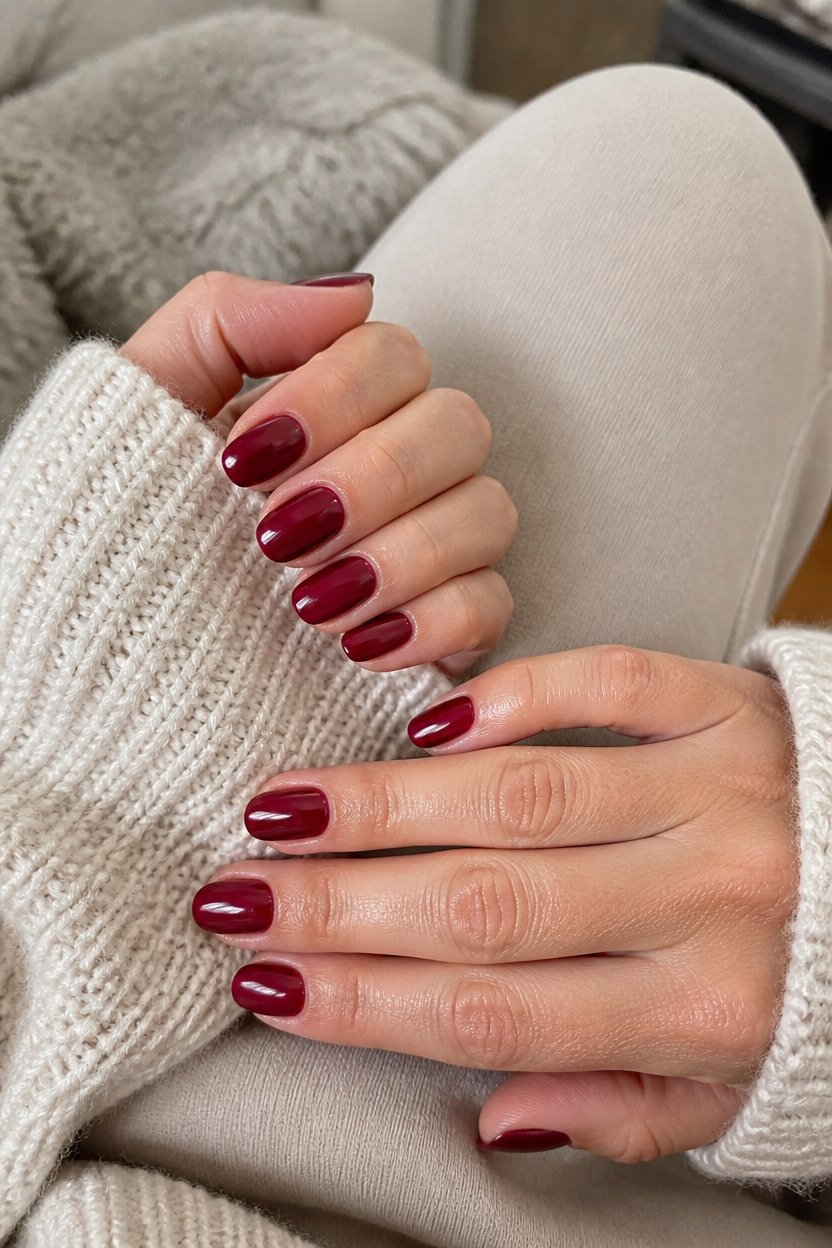 long lasting deep red manicure