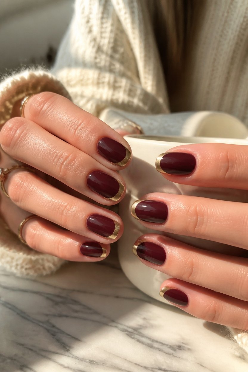 luxurious autumn french manicure
