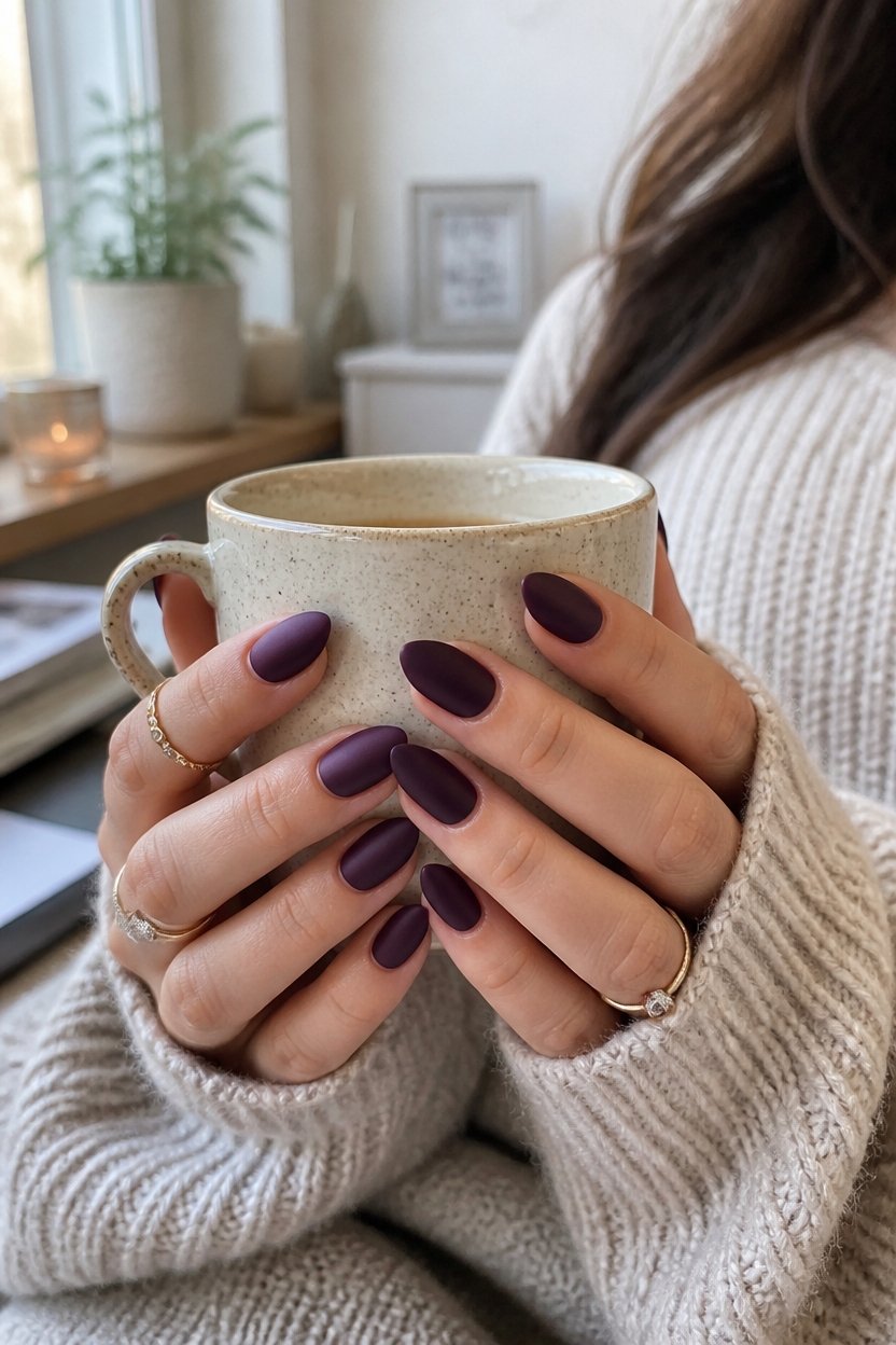 luxurious plum nail artistry