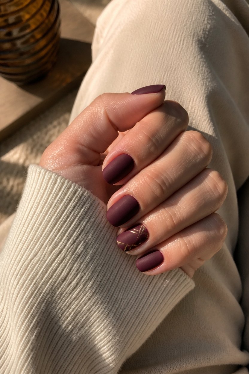 matte burgundy with gold
