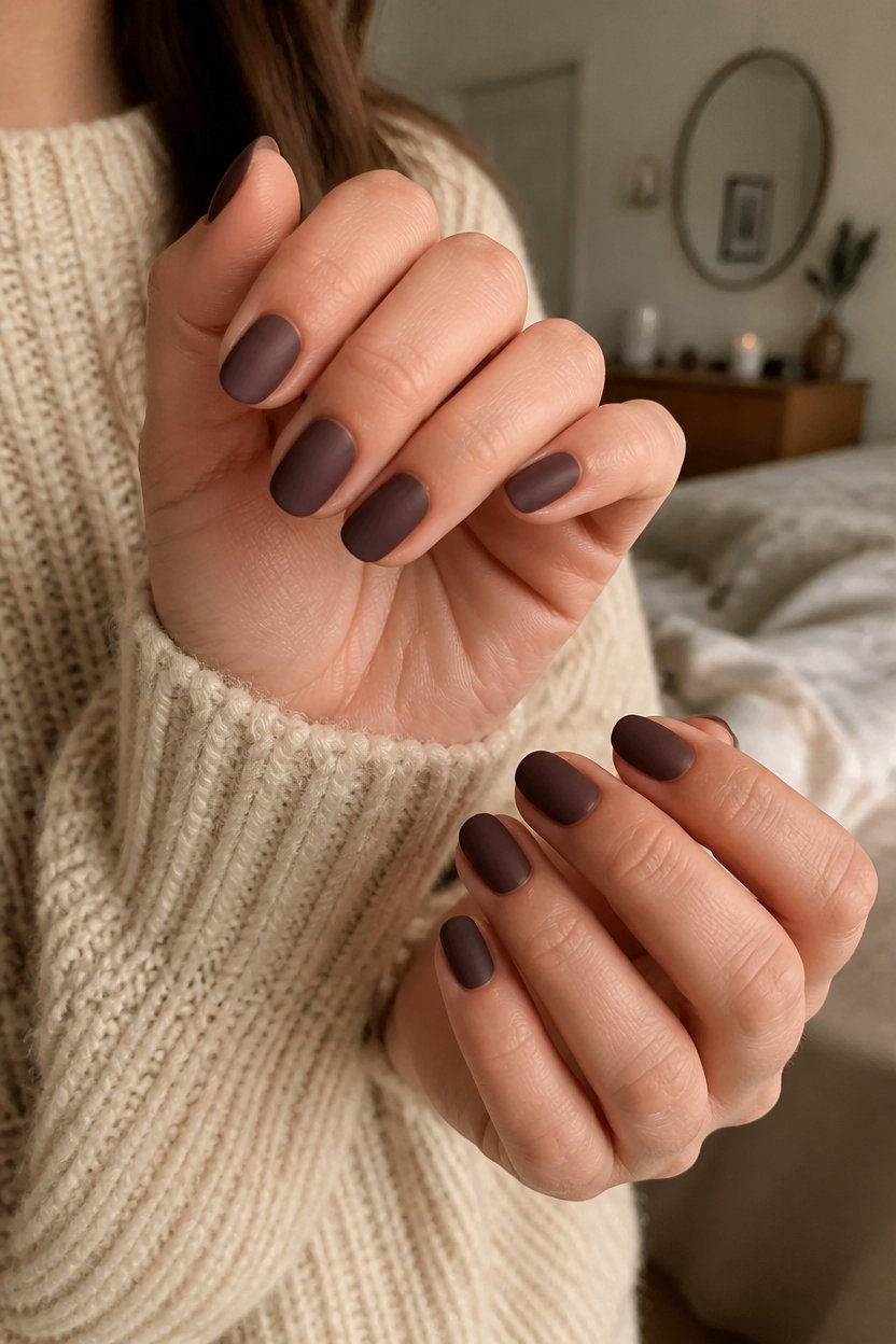 matte chocolate nail elegance