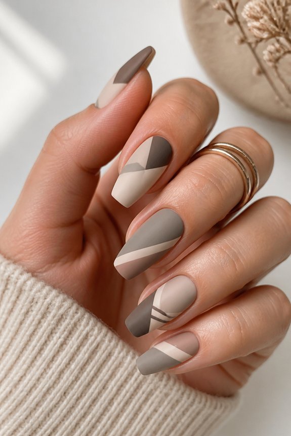 matte geometric summer nails