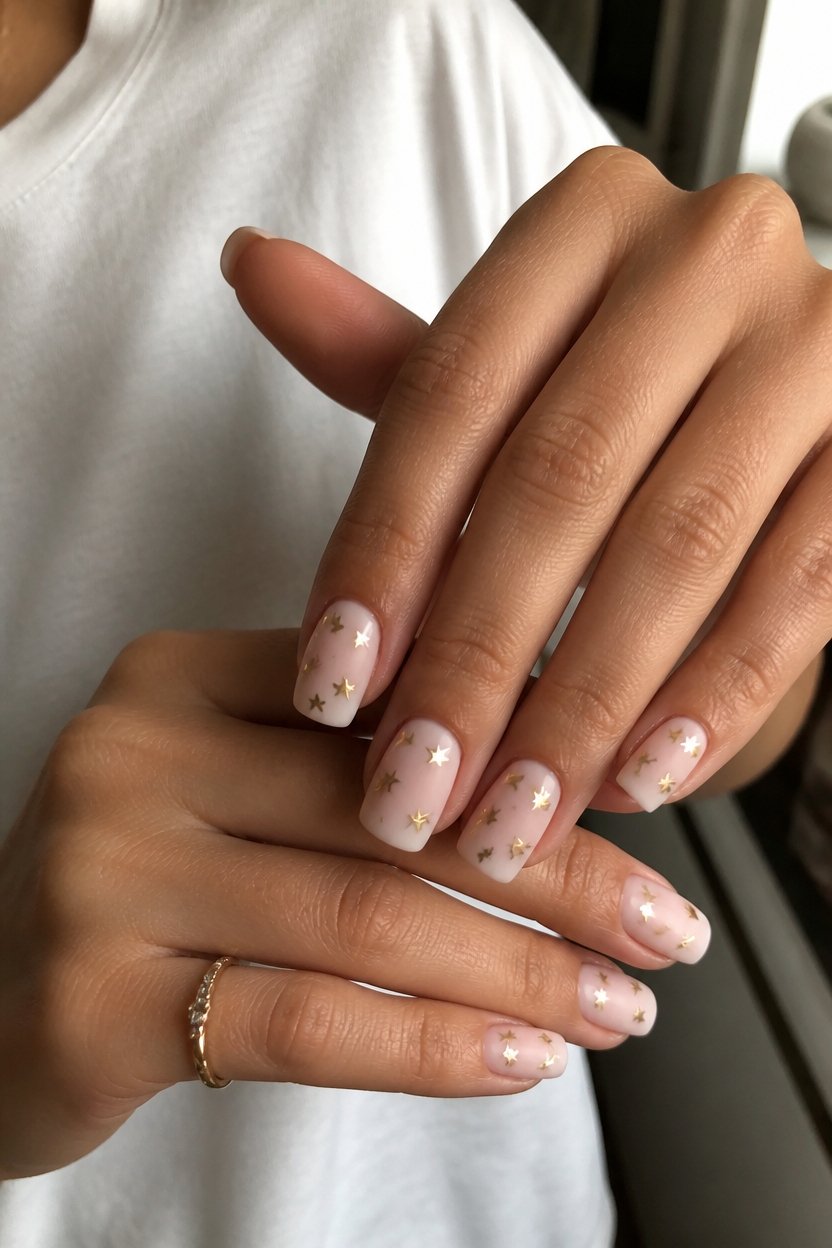 matte metallic star nails
