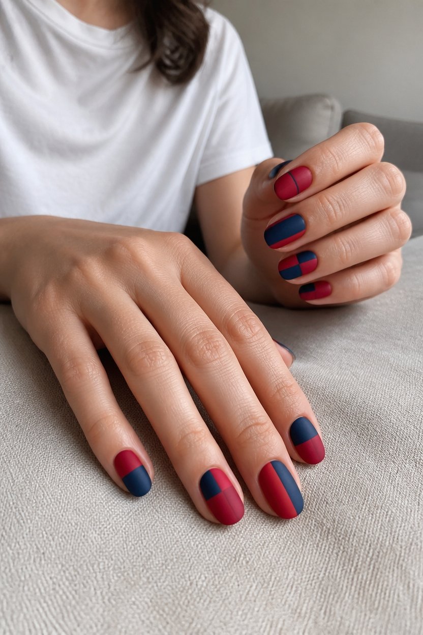 matte red blue contrasts