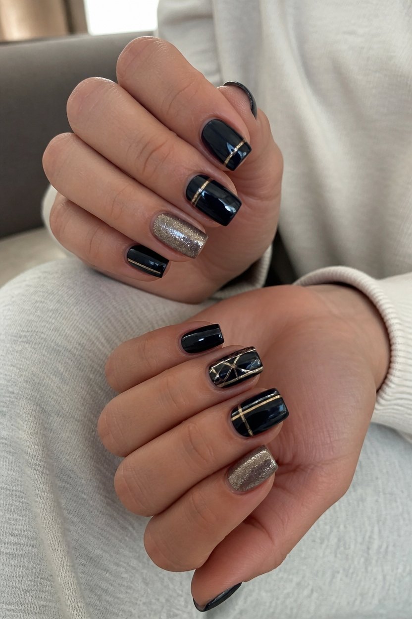 metallic accents on black
