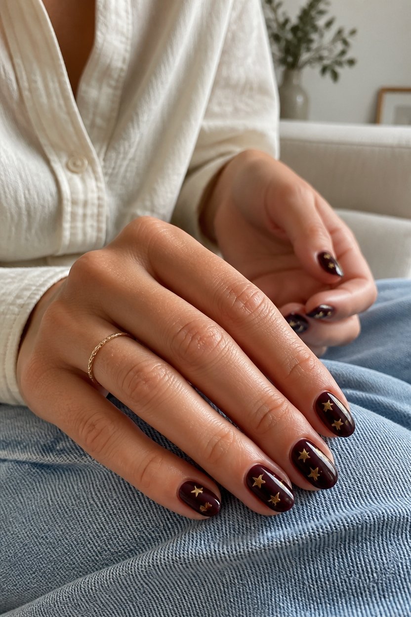 metallic gold star accents