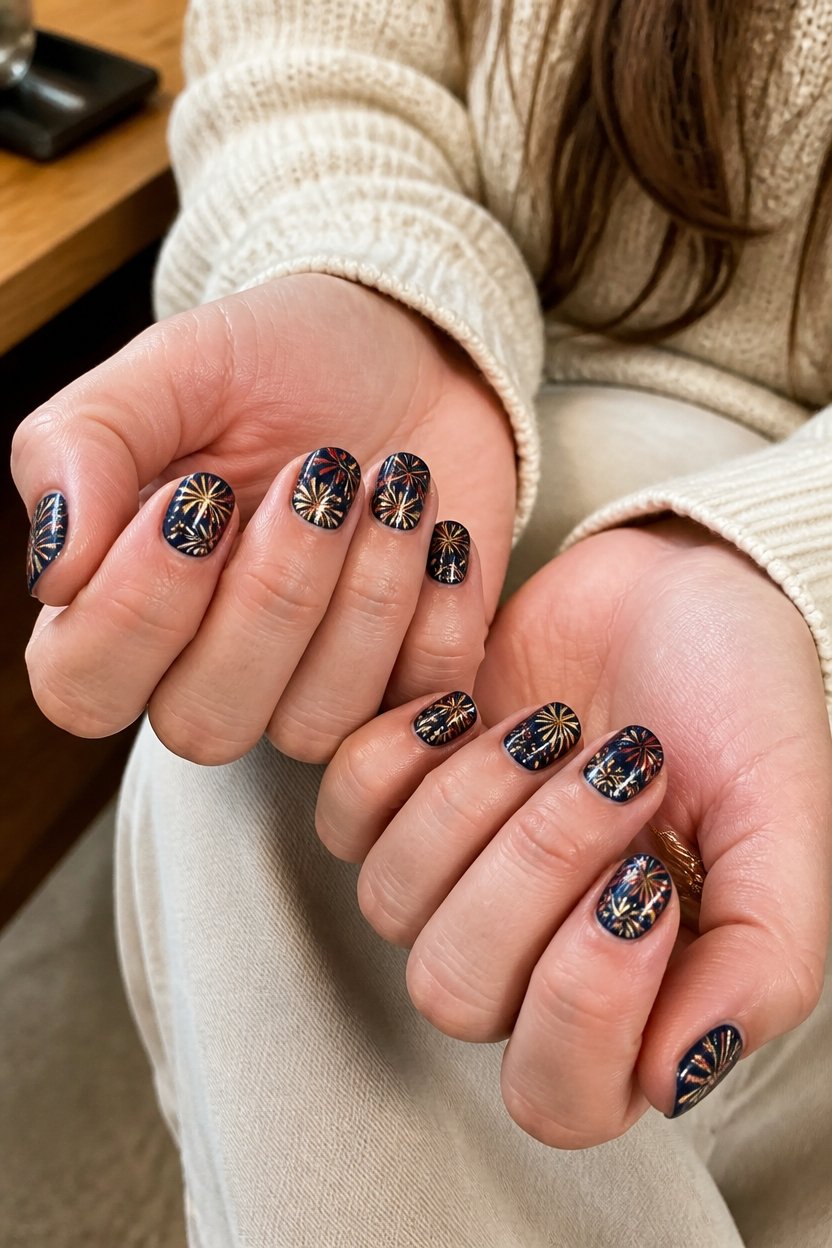 miniature fireworks nail art