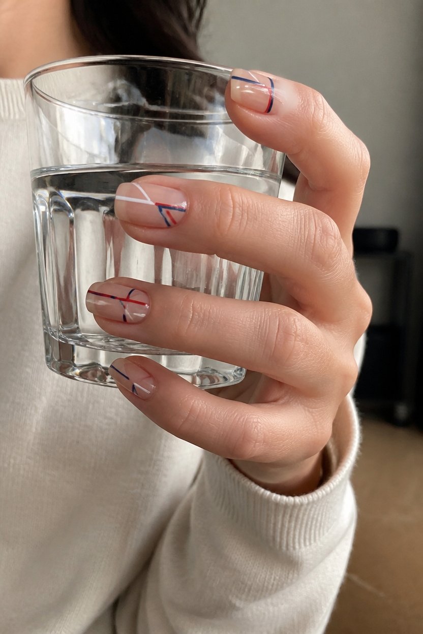 minimalist flag nail art