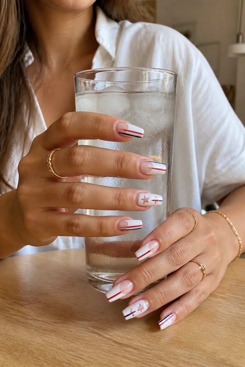 minimalist patriotic nail art