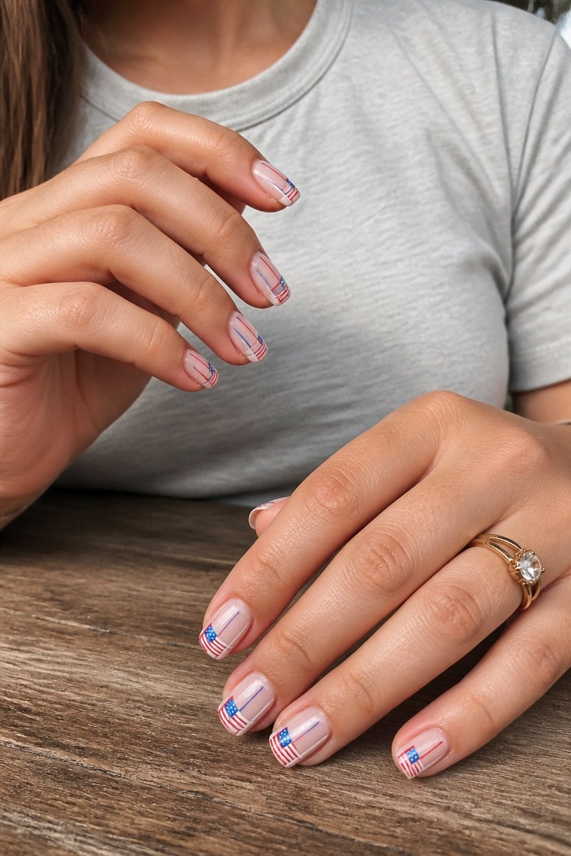 minimalist patriotic nail design