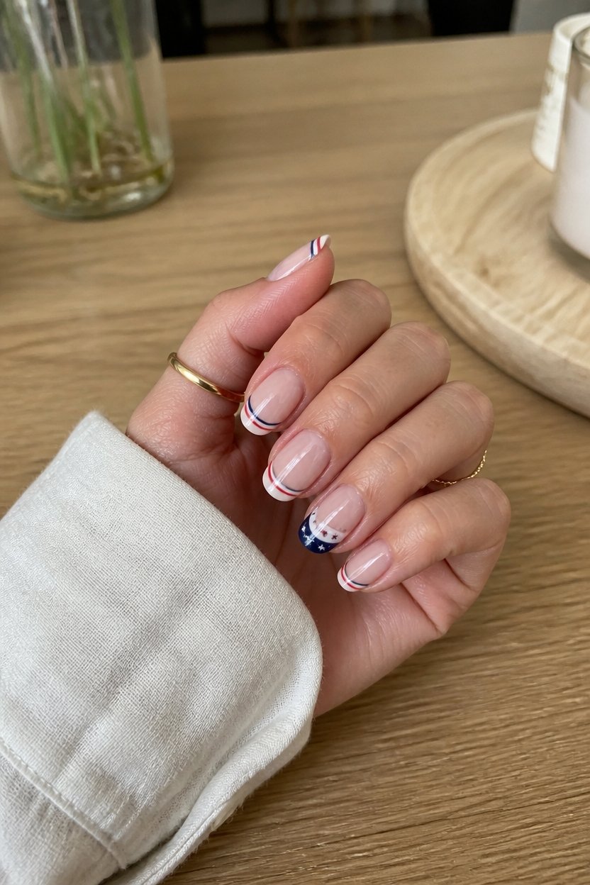 minimalist patriotic nail design
