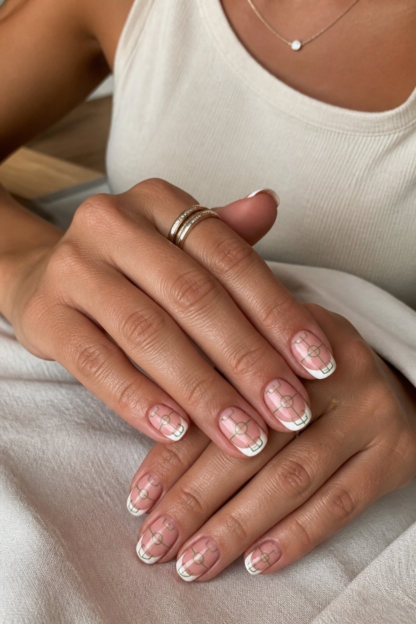 minimalist soccer inspired nail art