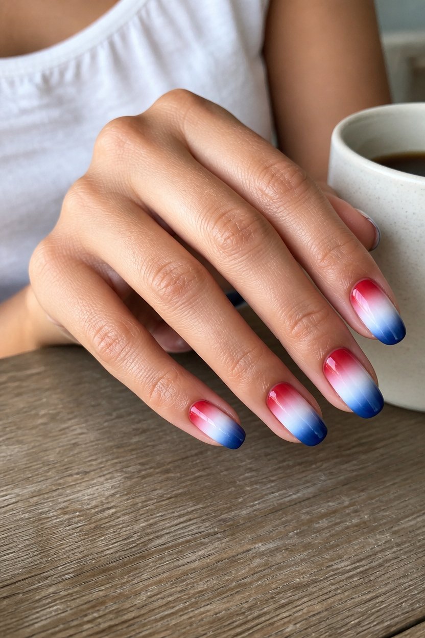 modern patriotic ombr nails
