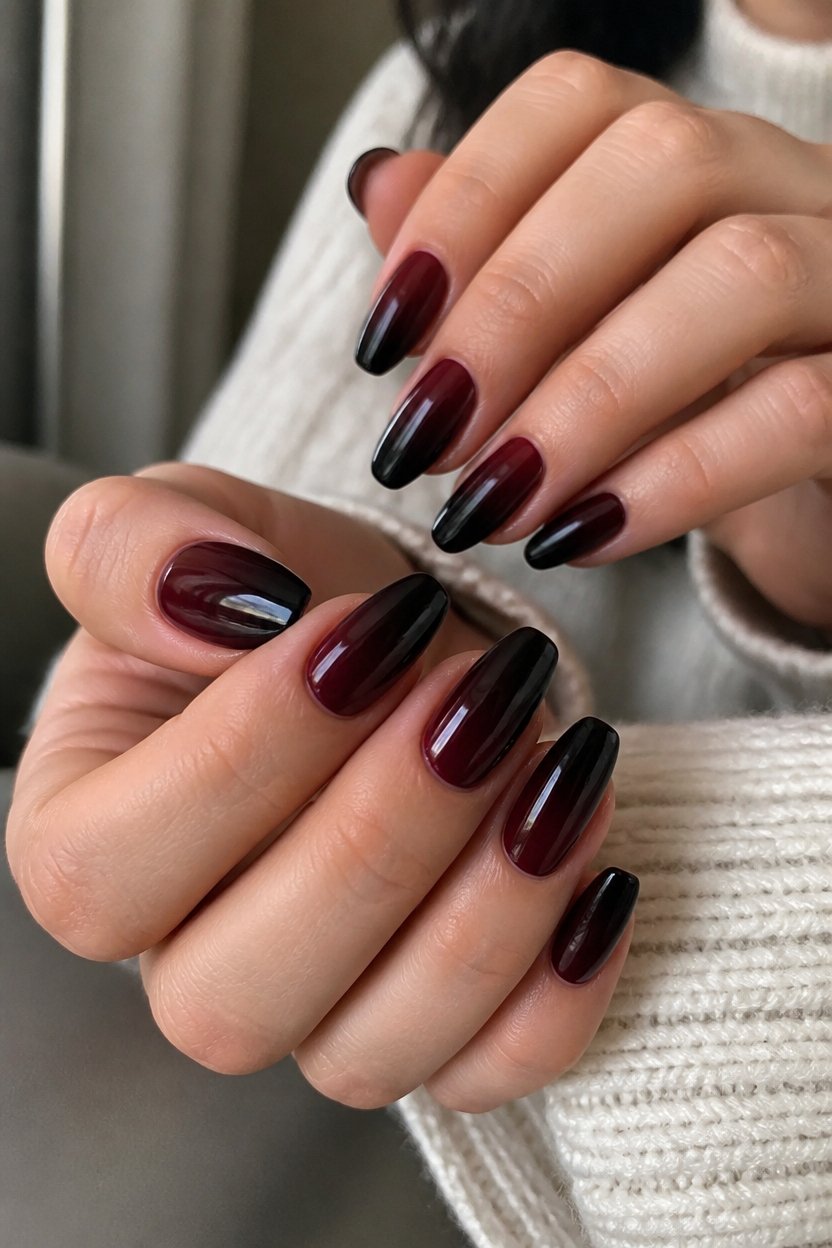 moody gradient nail art