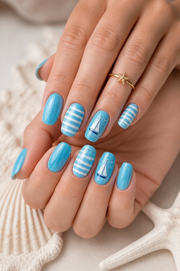 nautical themed summer nail art