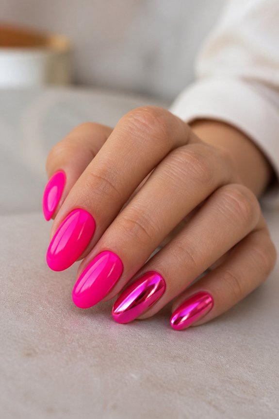 neon chrome nail artistry