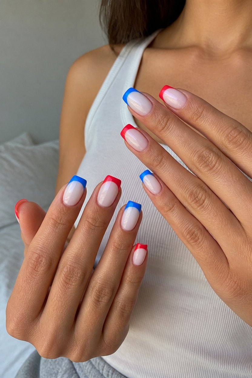 neon patriotic french tips