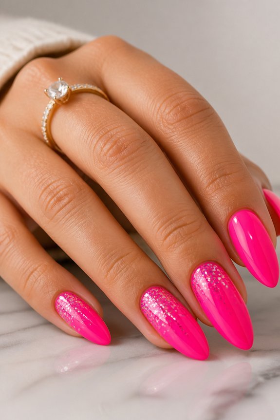 neon pink luxury nail art