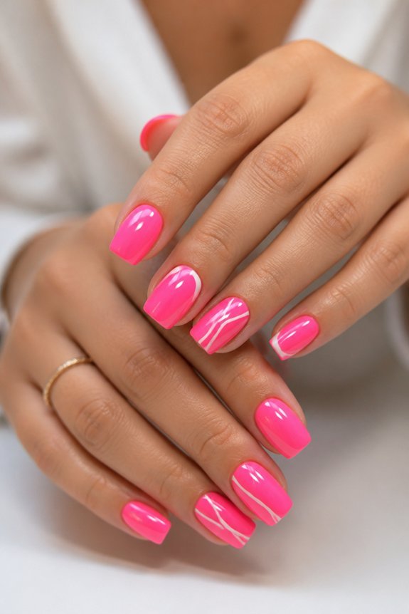 neon pink with white accents