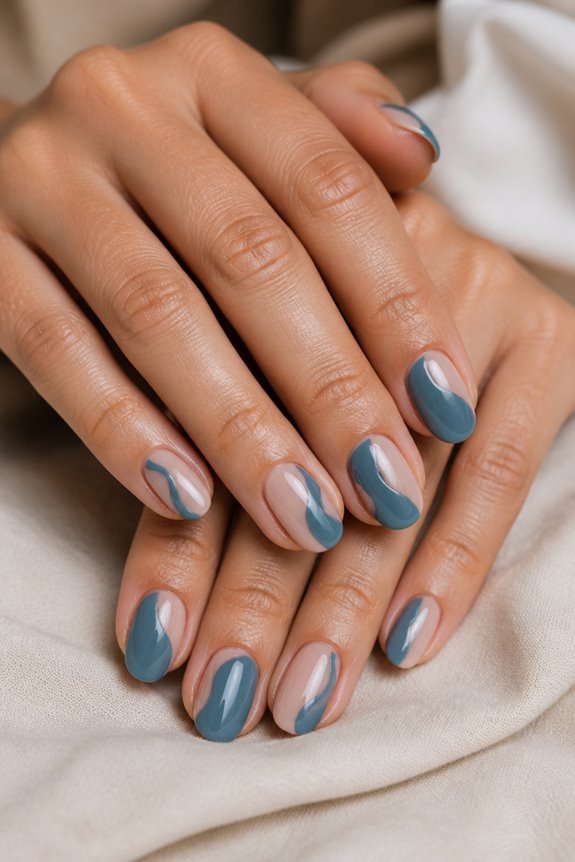 ocean blue minimalist nails