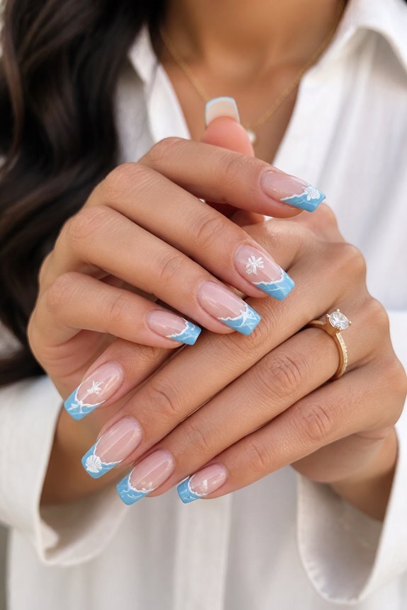 ocean inspired french tip manicure