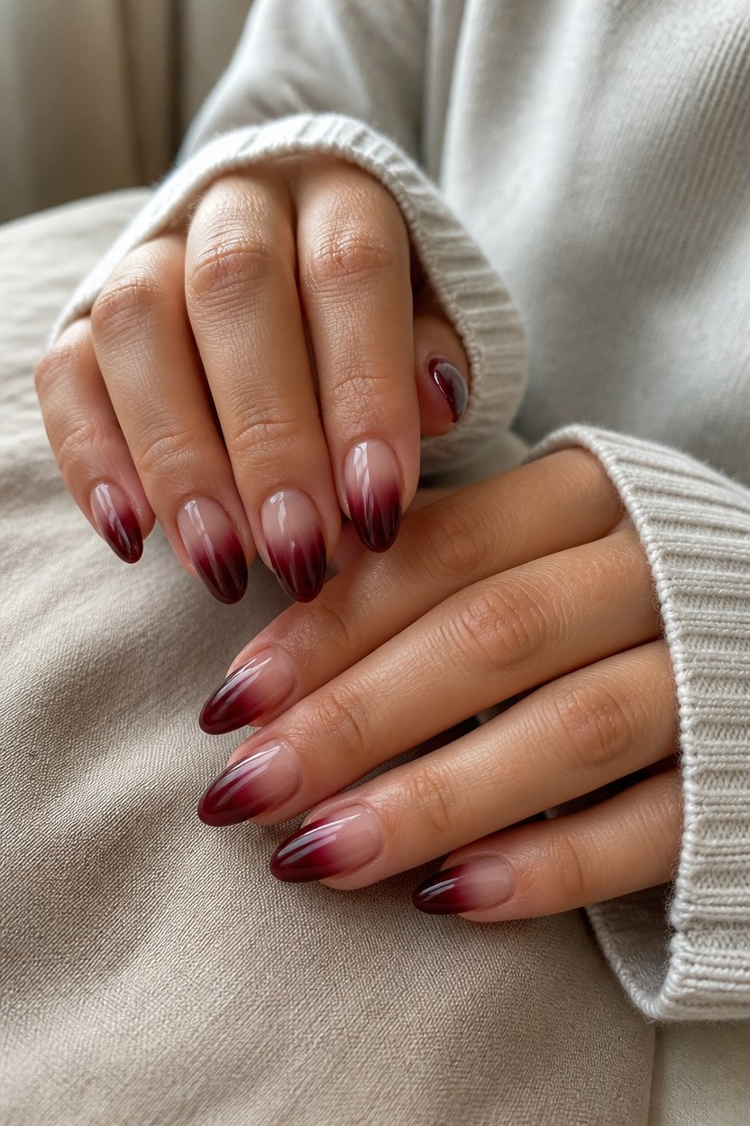 ombre burgundy to nude