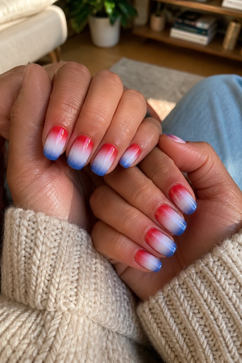 ombre flag gradient nails